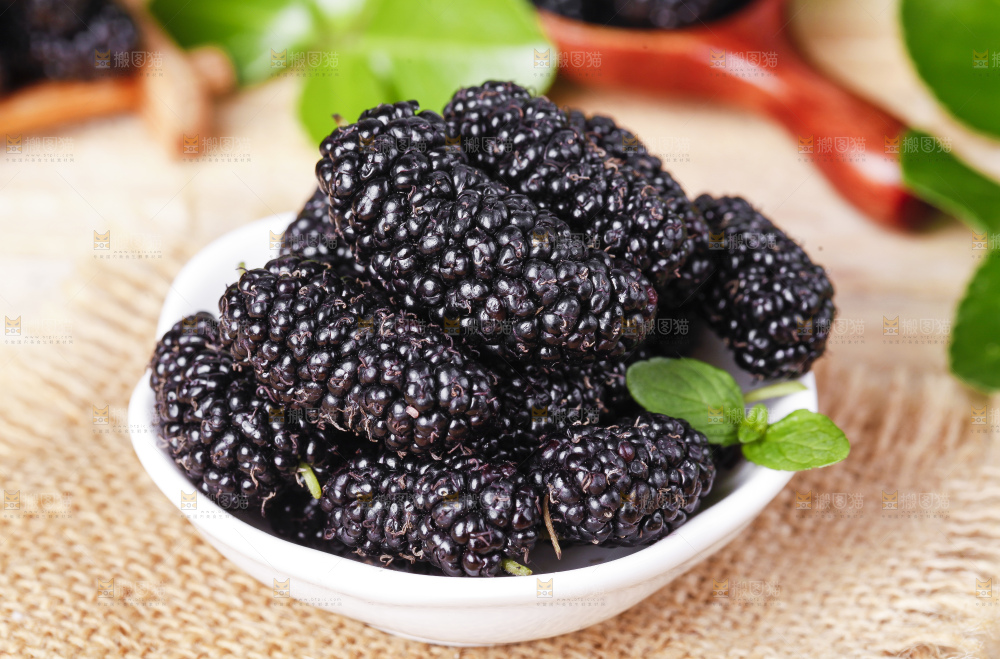 碟子里装着黑桑葚