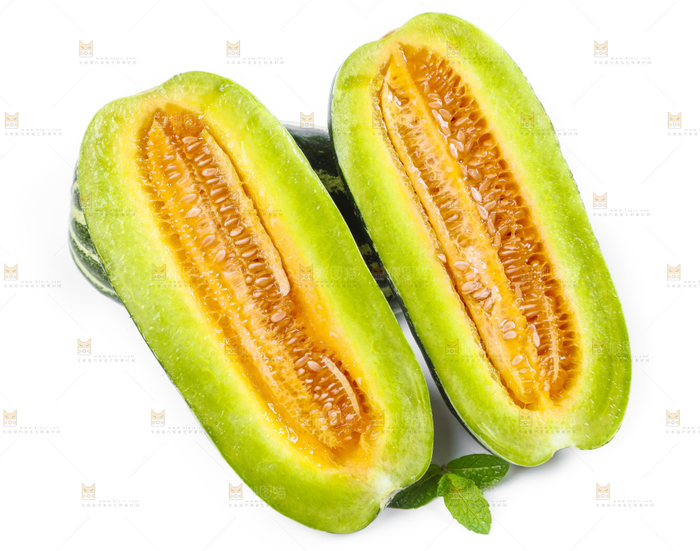 白底上放着博洋蜜脆甜瓜