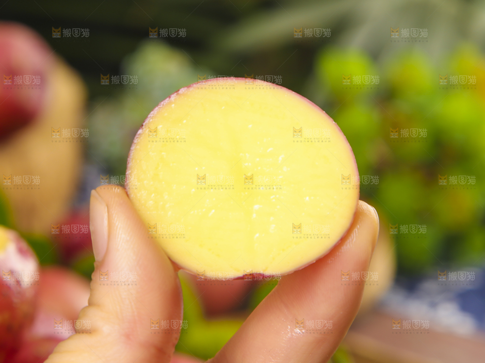 手里拿着红土豆