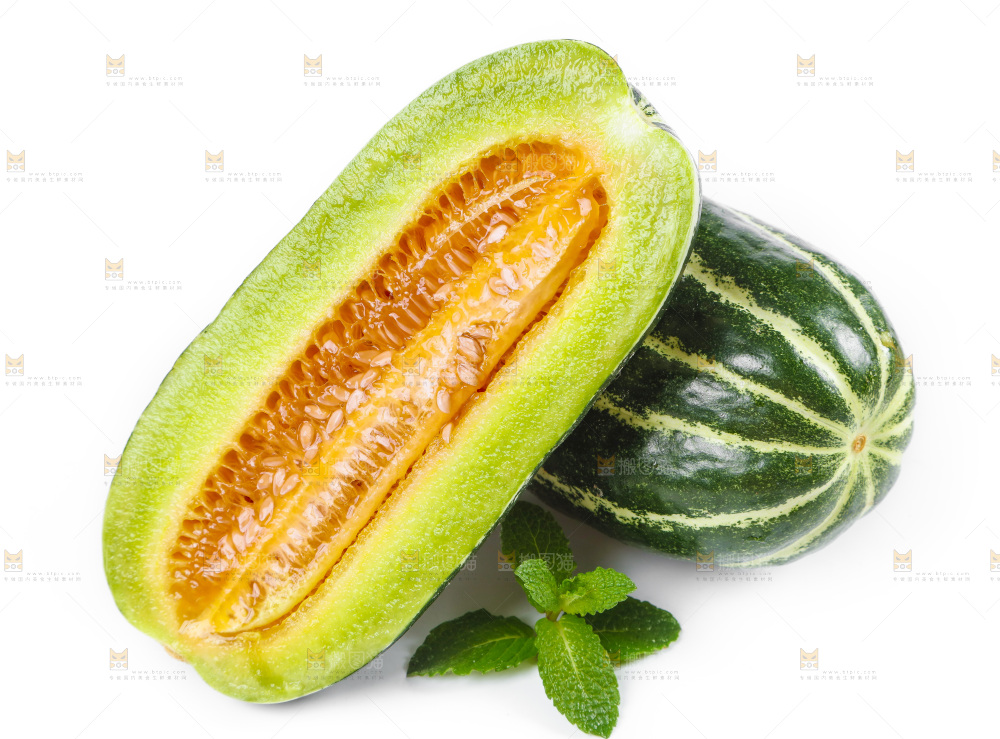 白底上放着博洋蜜脆甜瓜