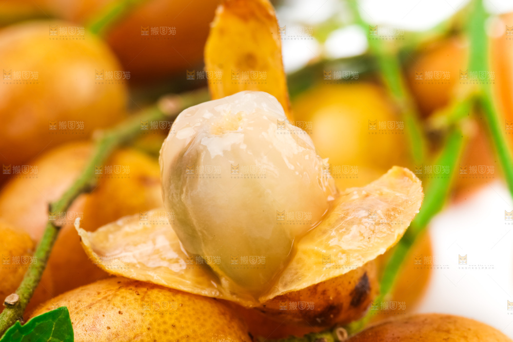 摆放一堆的广东鸡心黄皮果