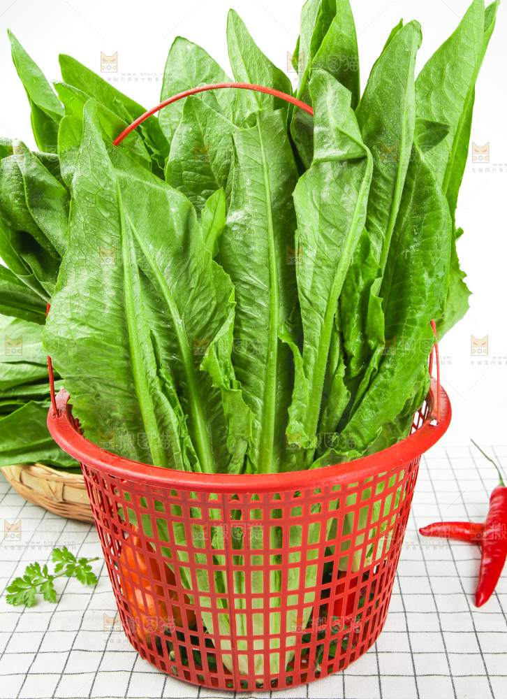 格子底上放着油麦菜