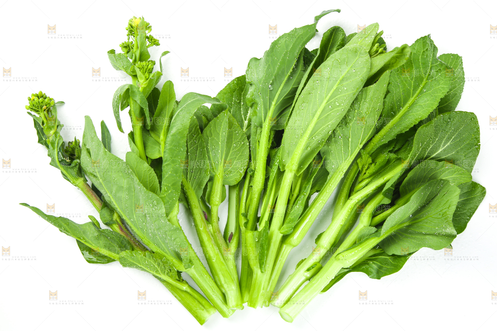 白底上放着青菜薹