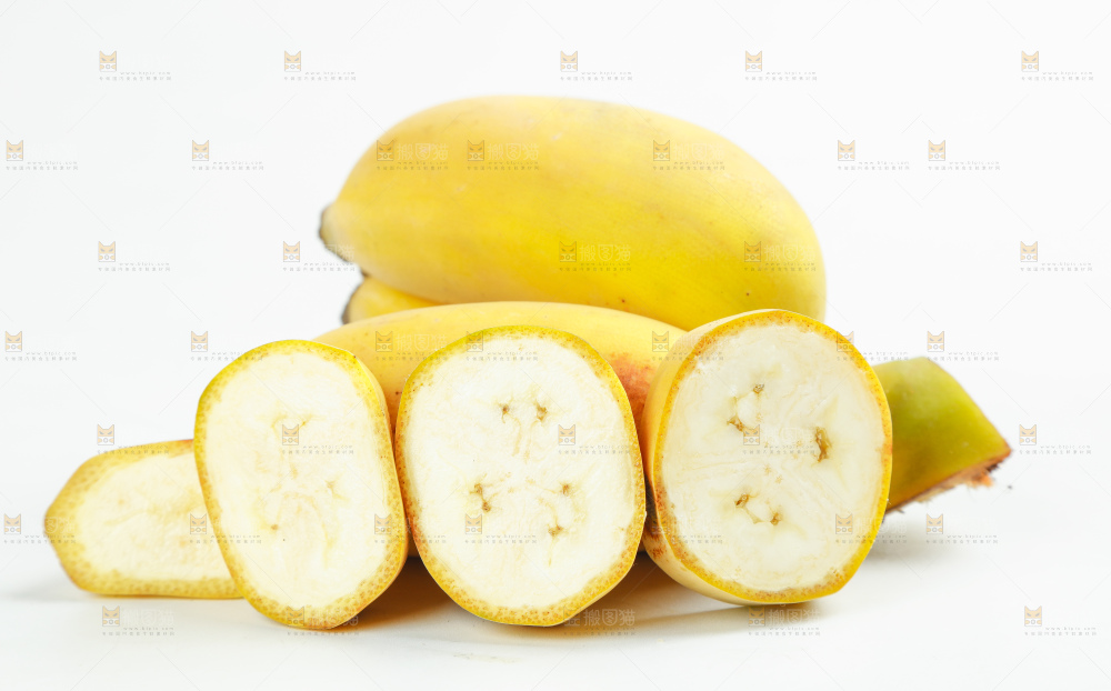 白底上的苹果蕉