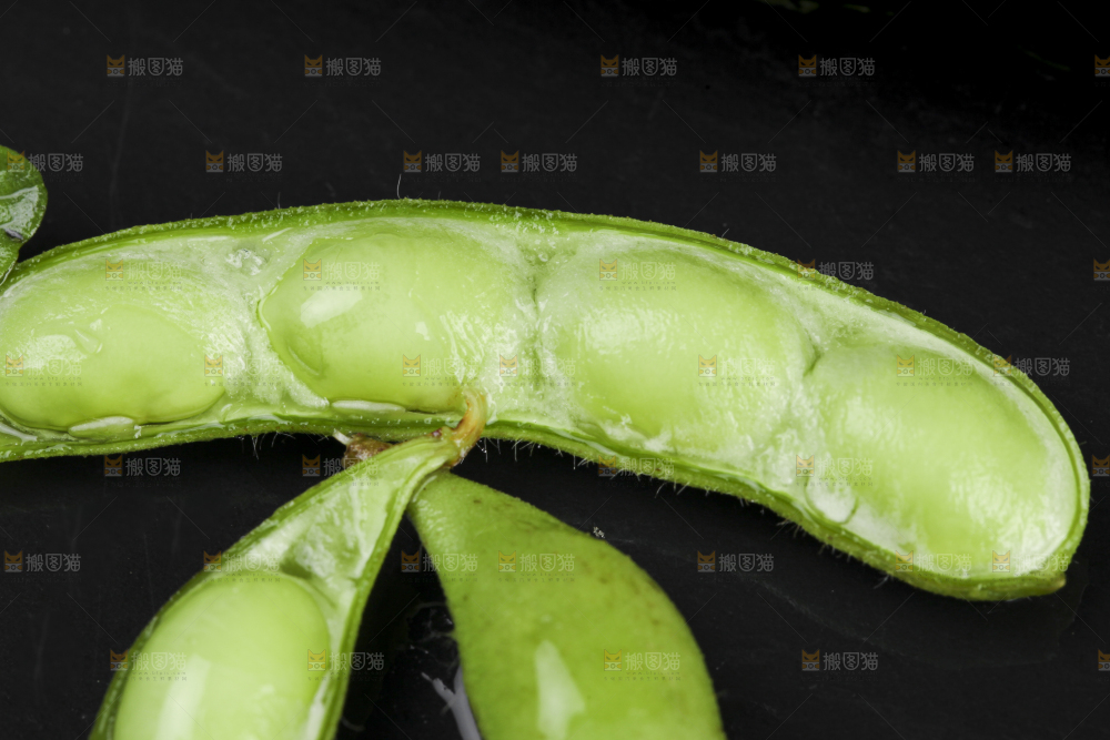 深底上放着新鲜毛豆