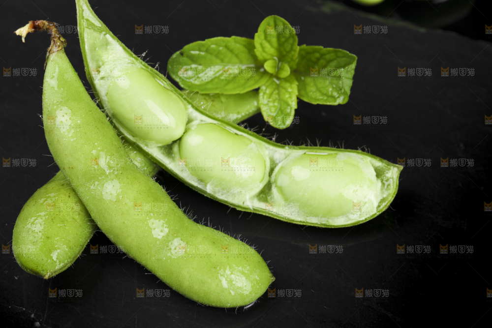 深底上放着新鲜毛豆