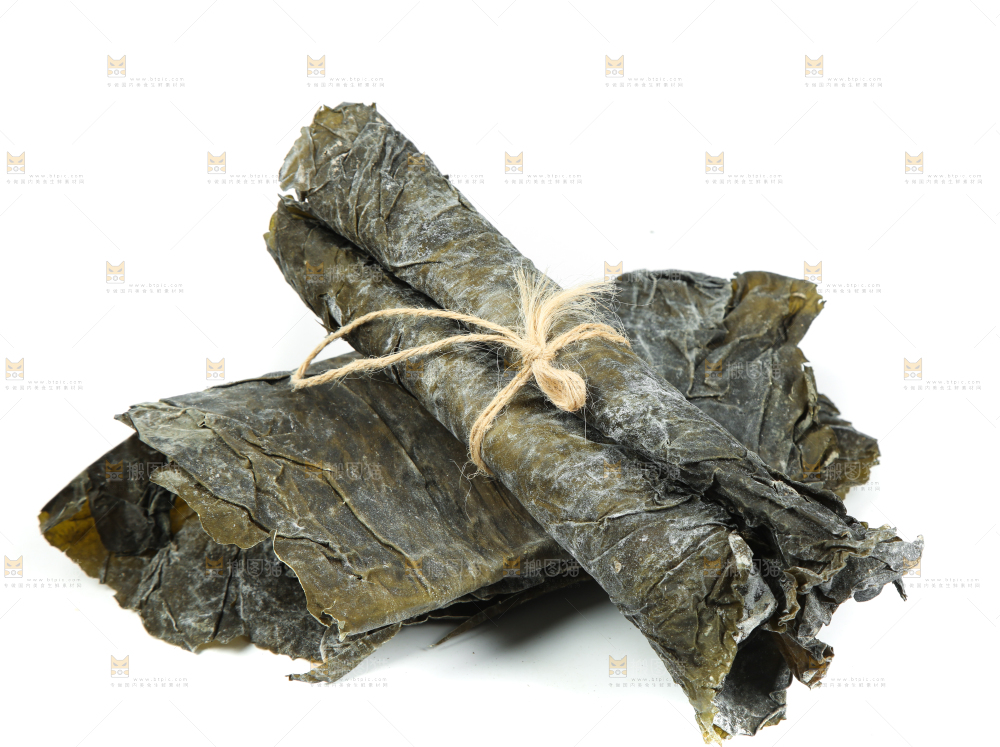 白底上放着一捆干海带