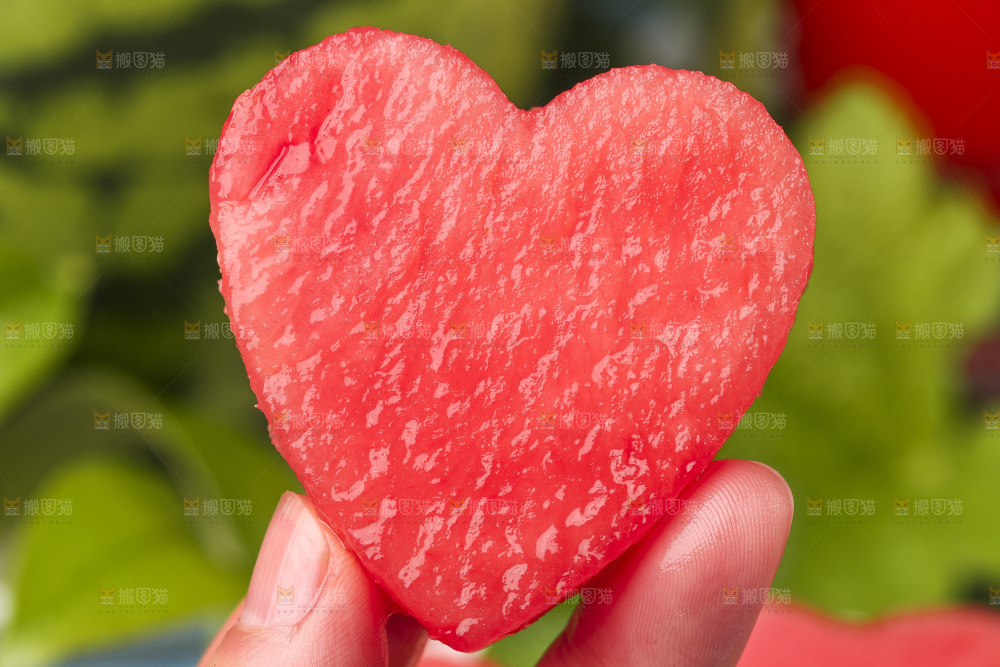 手拿红心西瓜果肉