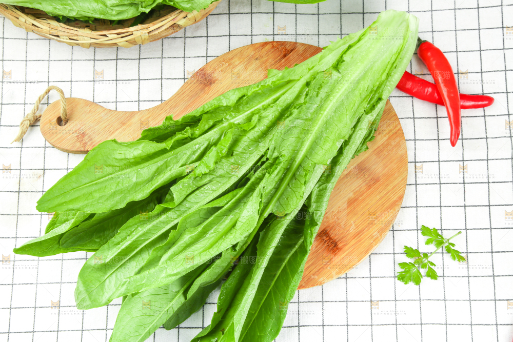 格子底上放着油麦菜