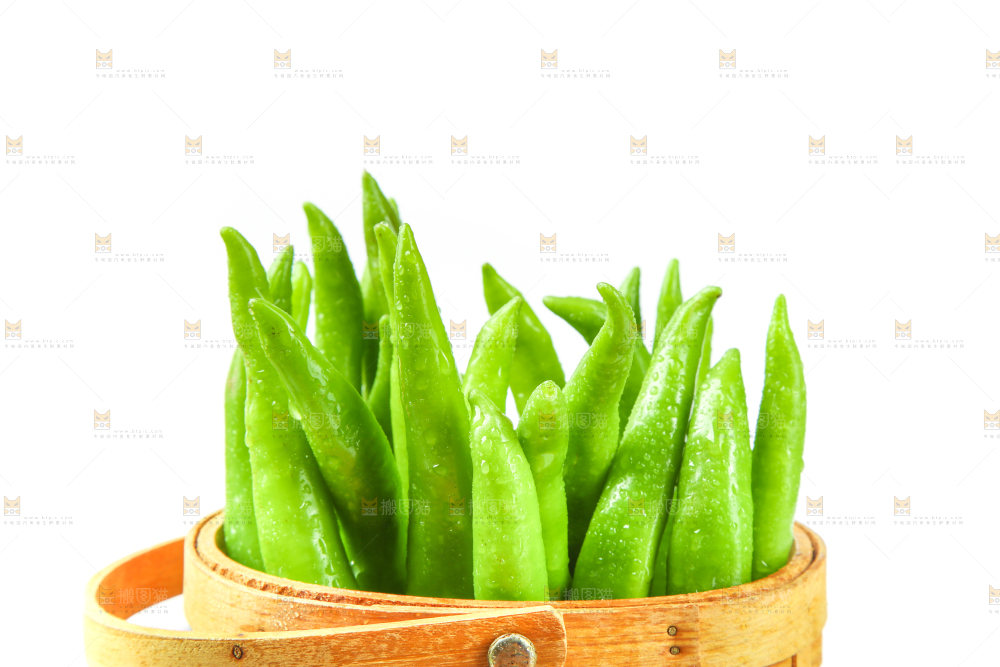 格子底上放着青杭椒