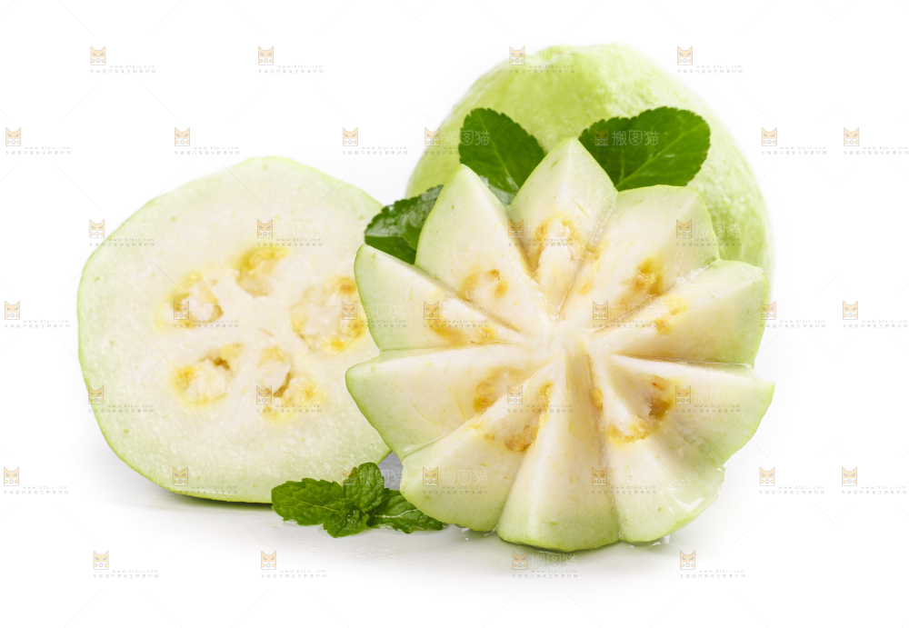 白底上放着白心番石榴