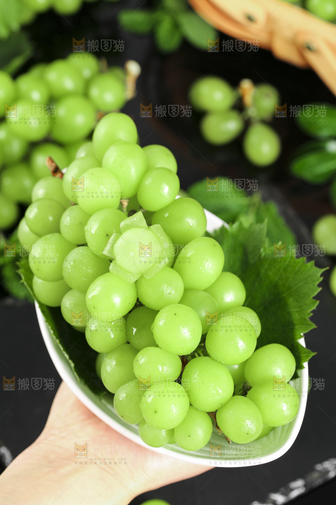 手里拿着无籽青提