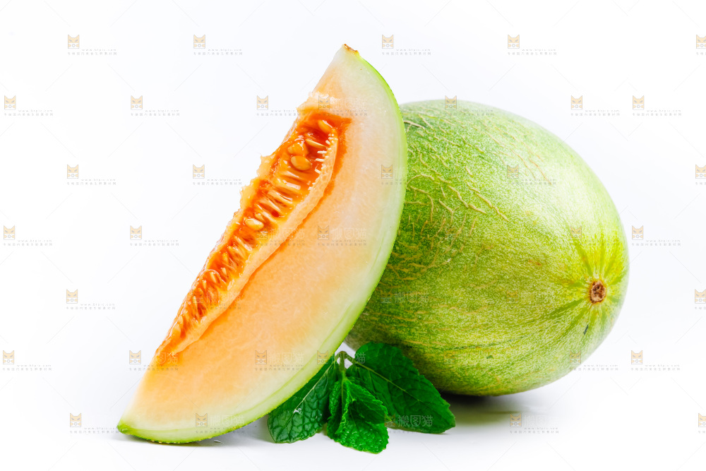 白底上的哈密瓜