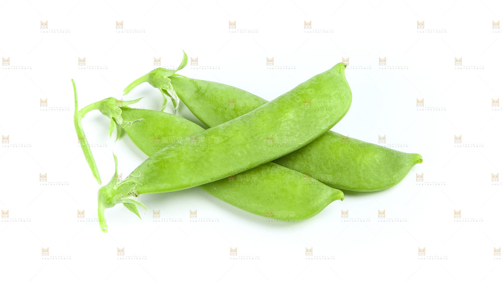 白底上的豌豆荚