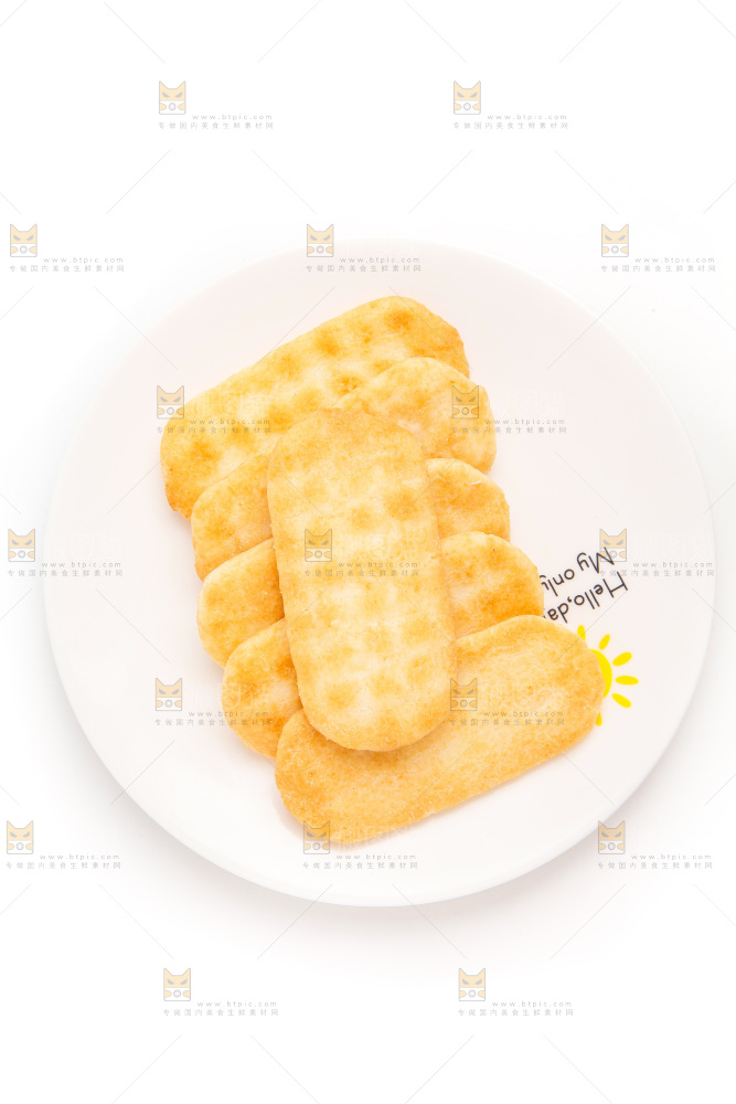 雪饼放在白底上