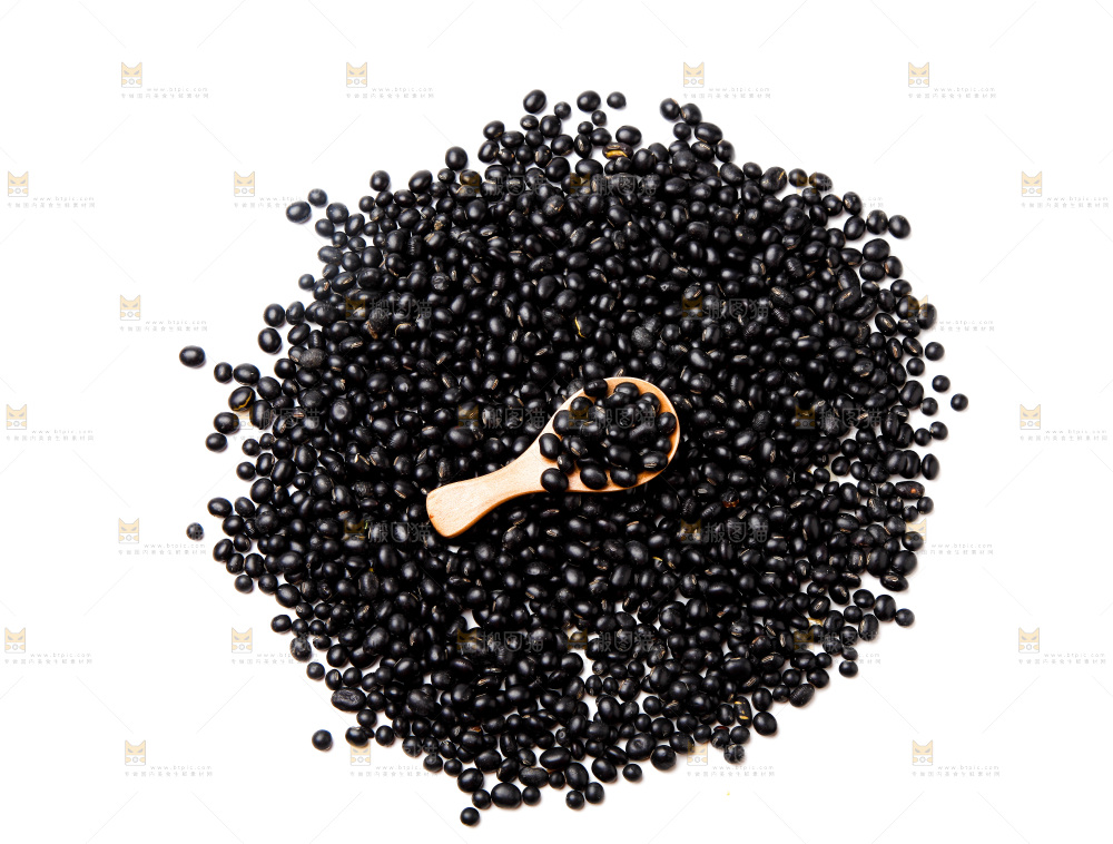 新鲜黑豆放在白底上