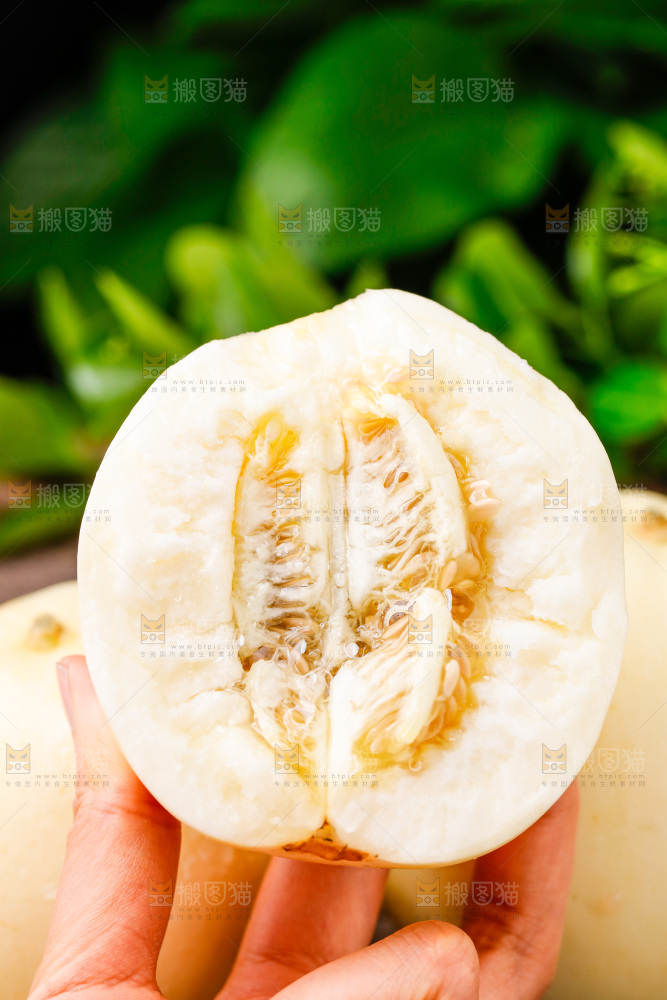 手拿掰开的阎良甜瓜