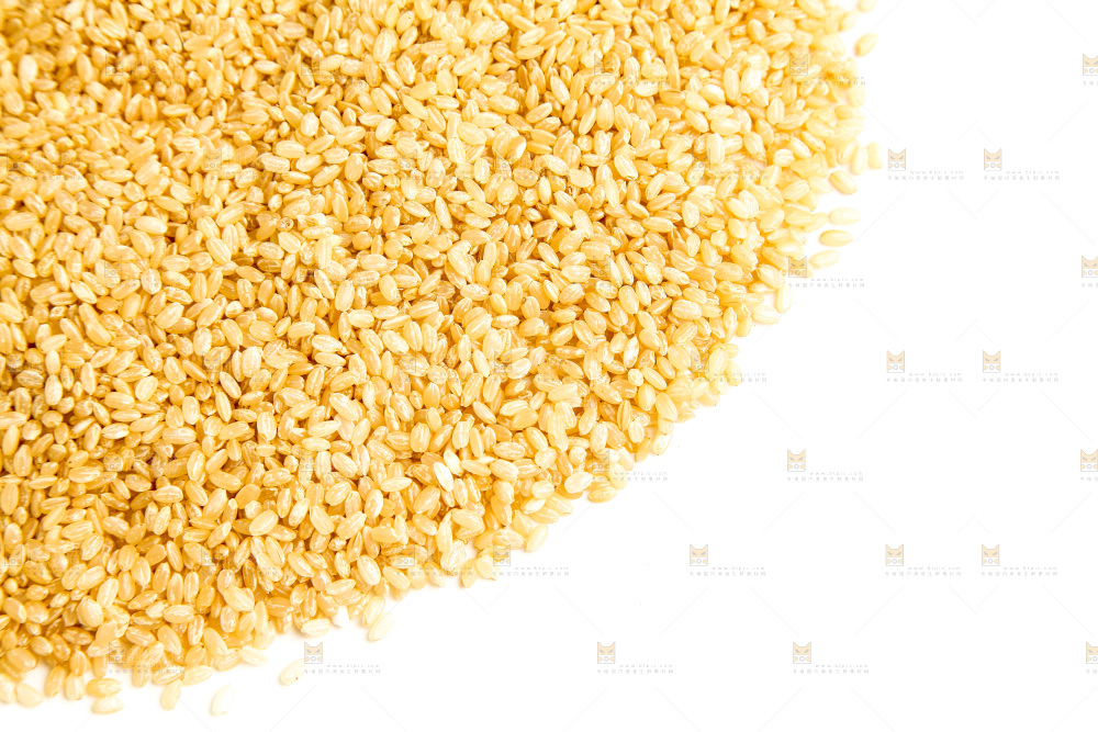 东北糙米放在白底上