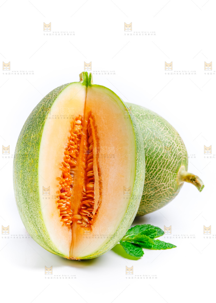 白底上的哈密瓜