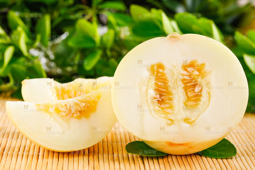浅底上的新鲜甜瓜