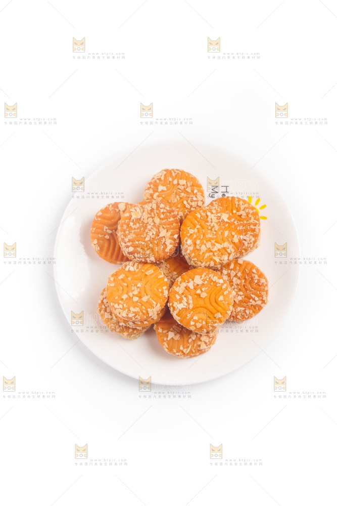 白底上的饼干