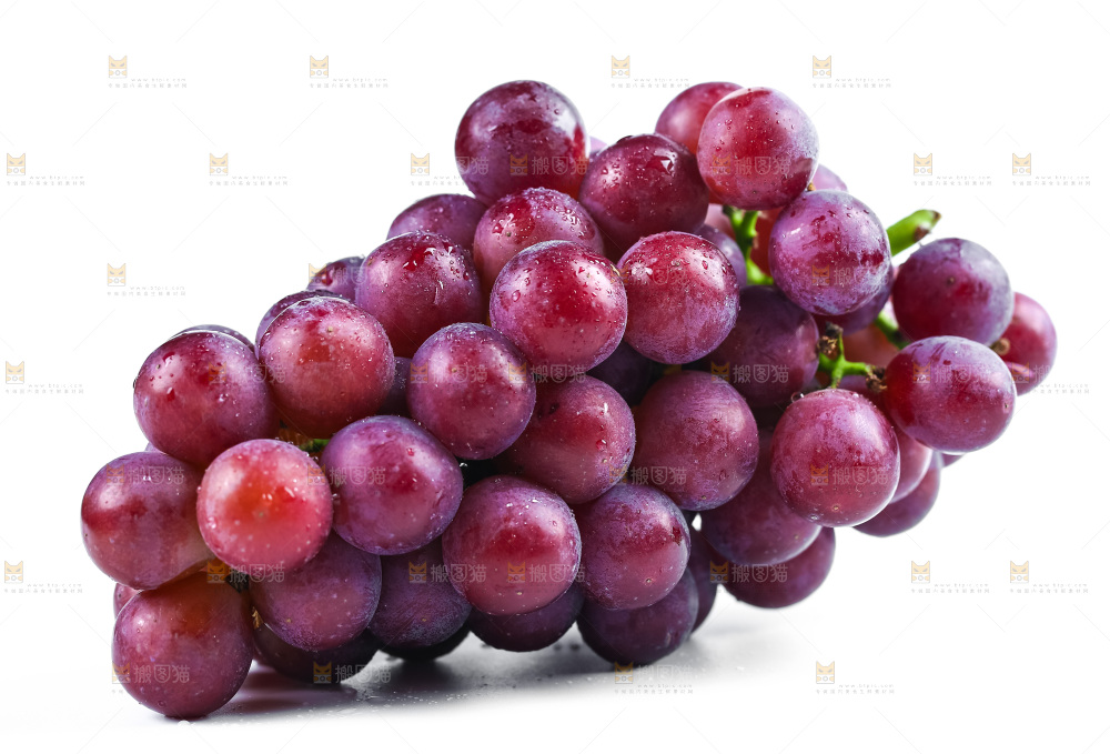 白底上摆放着红提