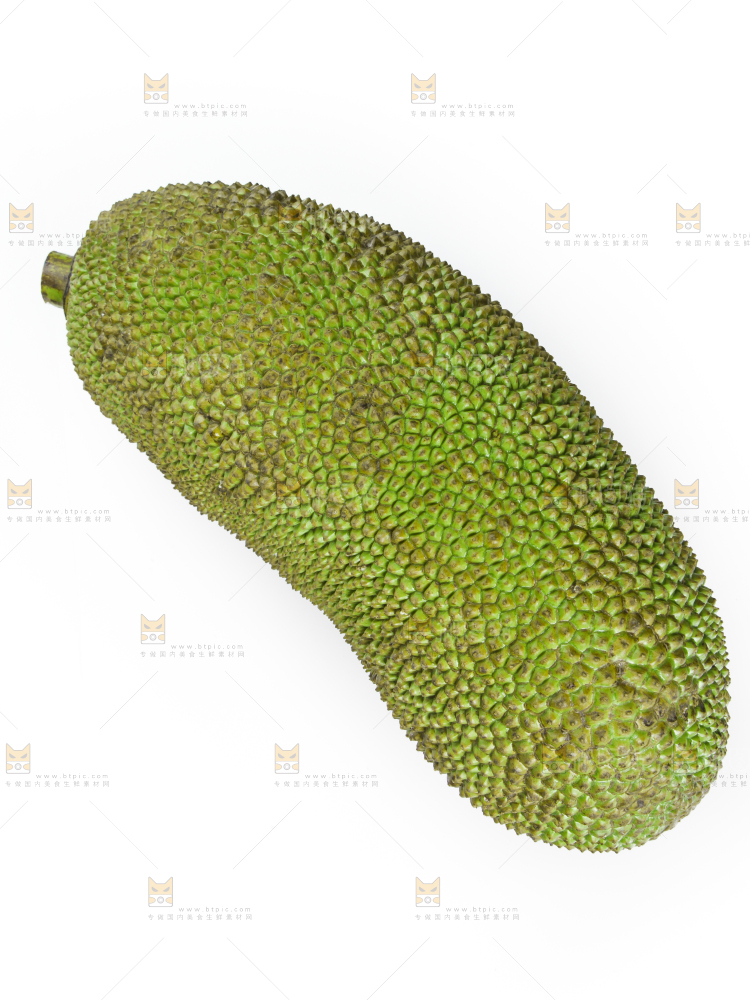 白底上放着一个完整的菠萝蜜