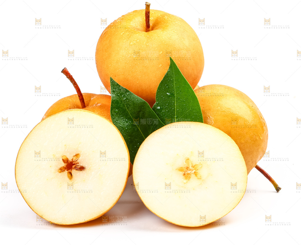 白底上摆放着山东丰水梨
