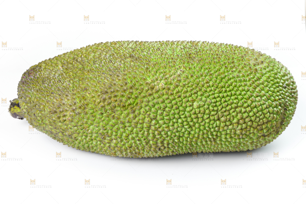 白底上放着一个完整的菠萝蜜