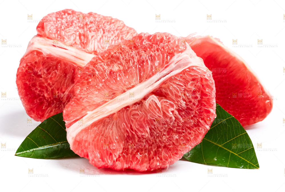 白底上放着红心蜜柚