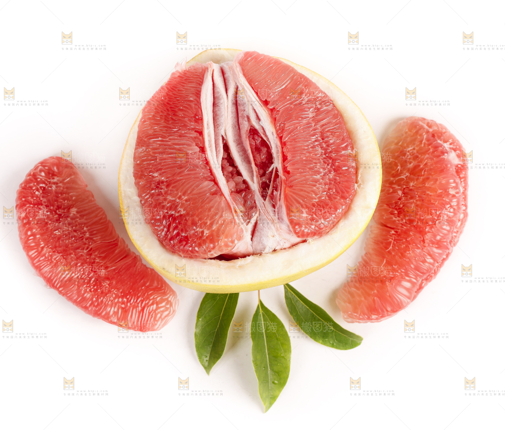 白底上的红肉蜜柚