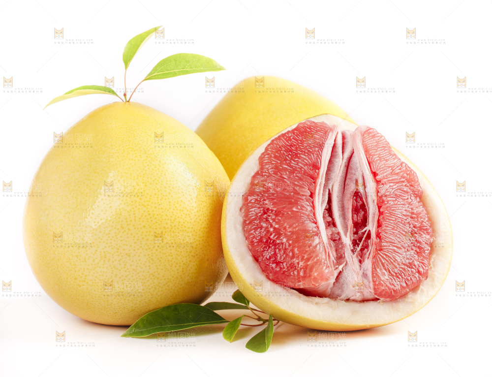 白底上的红肉蜜柚
