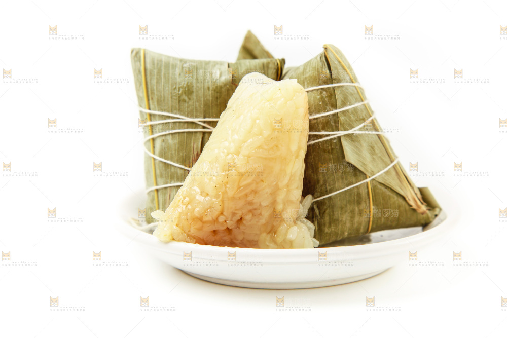 白底上放着粽子