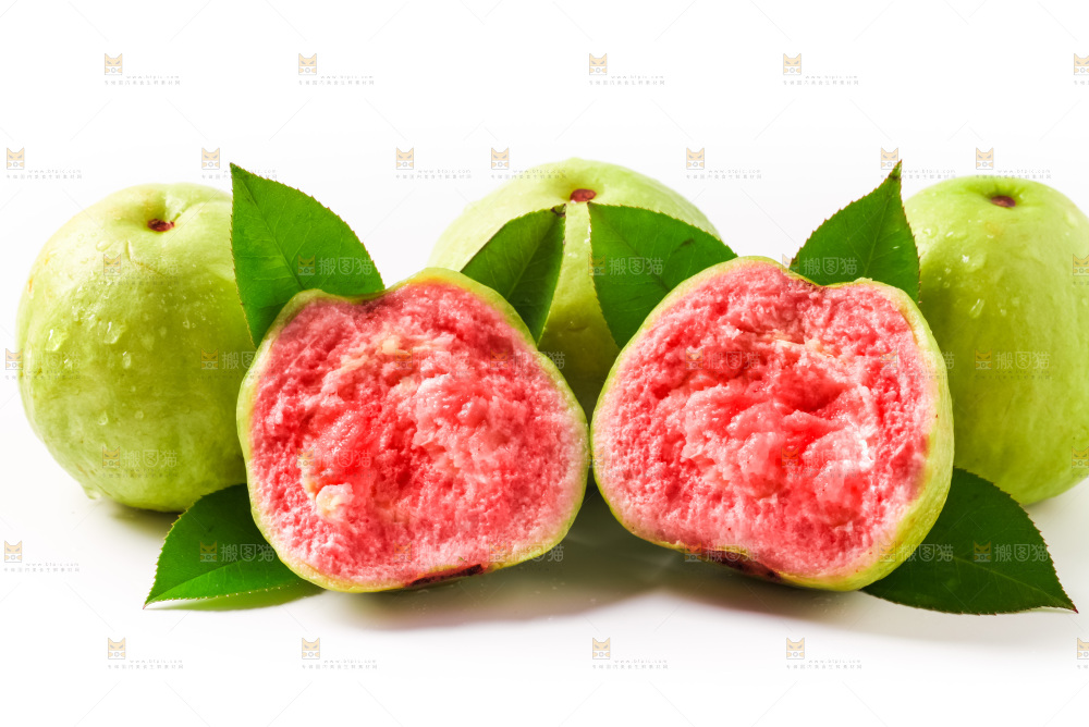 白底上放着红心芭乐