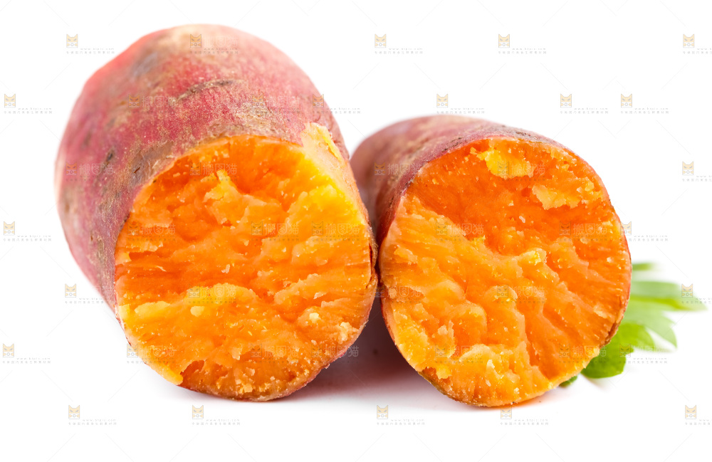 白底上放着六鳌红蜜薯