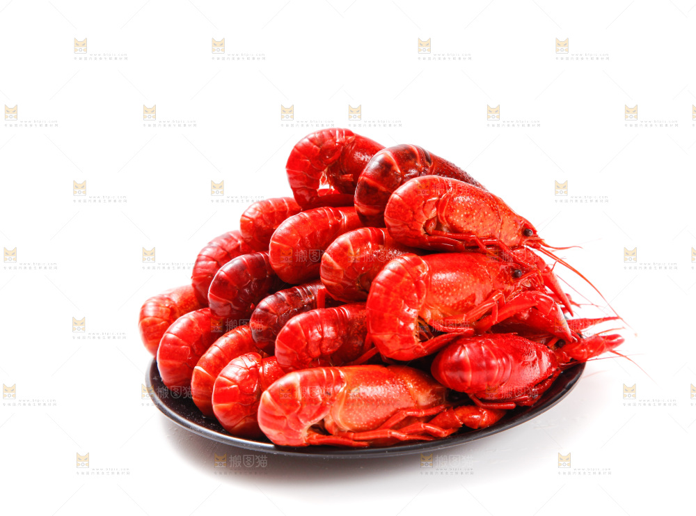 盘子里的清蒸小龙虾