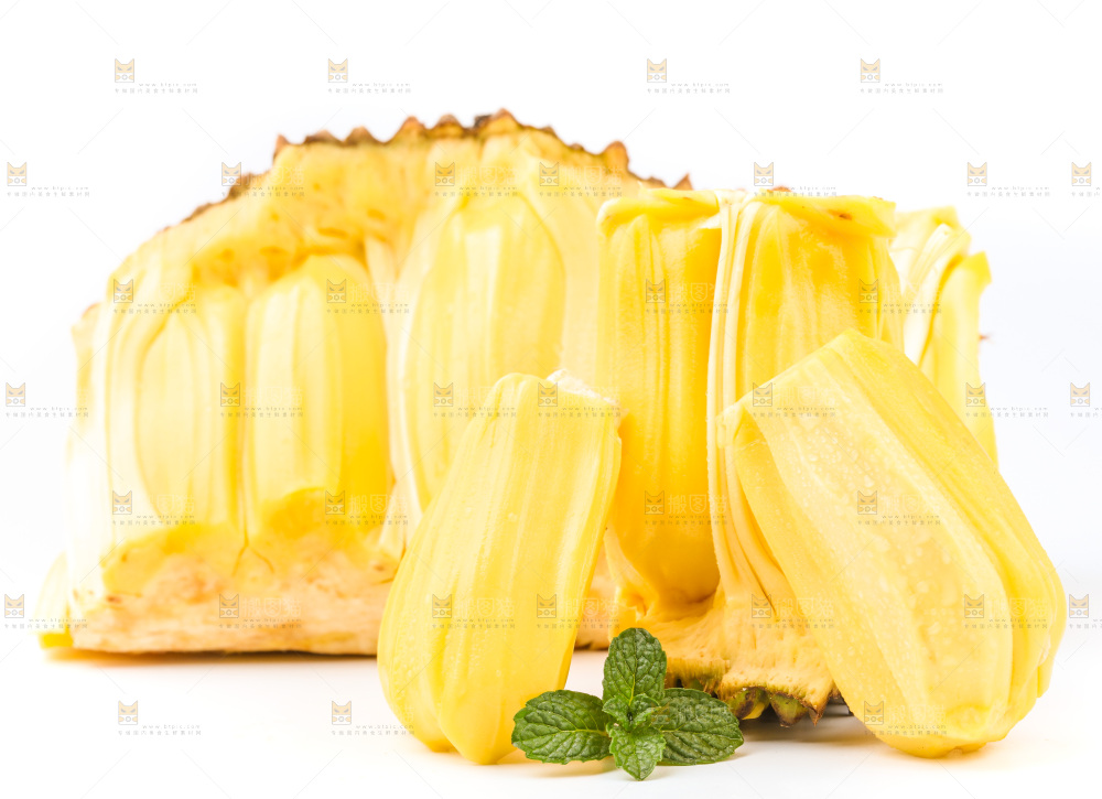白底上的黄肉菠萝蜜