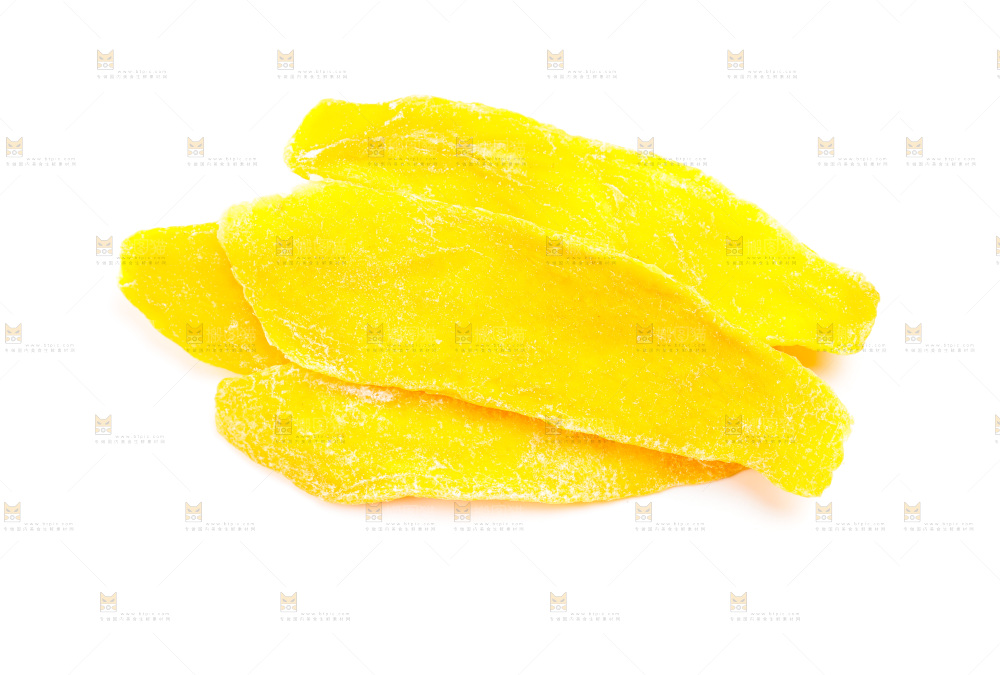 白底上放着芒果干片
