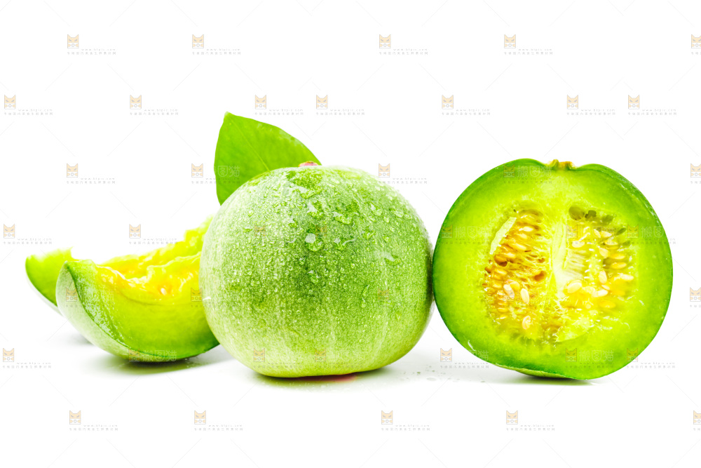 白底上放着绿宝甜瓜