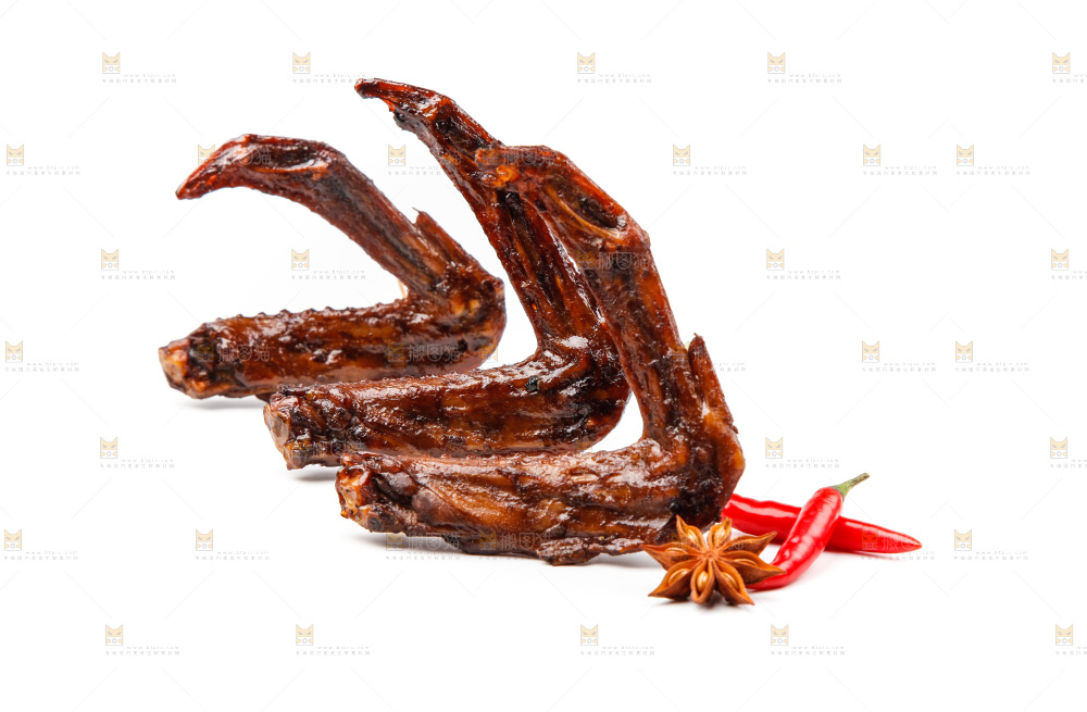 白底上的红烧鸭翅