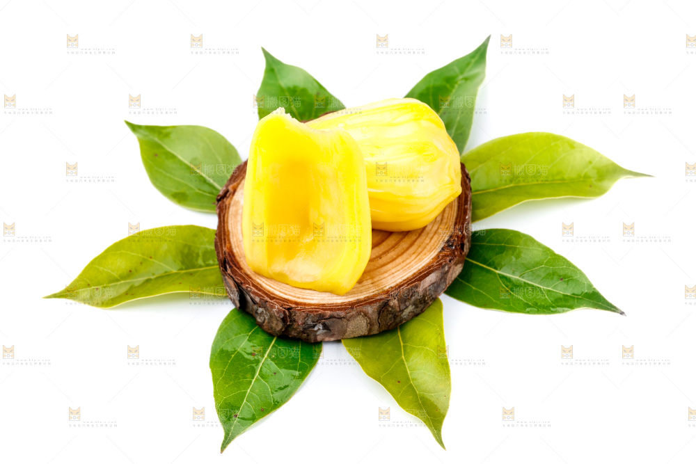 白底上的黄肉菠萝蜜