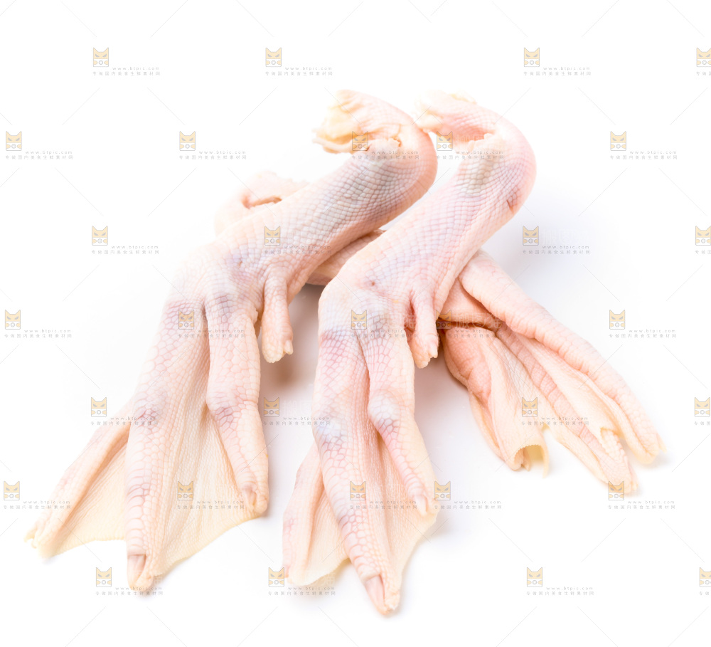 白底上放着鸭掌