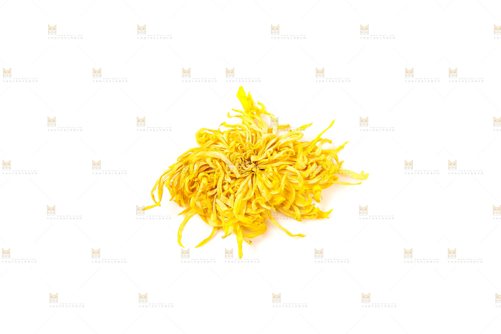 白底上放着干菊花