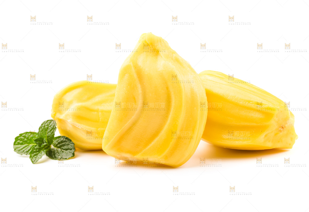 白底上的黄肉菠萝蜜