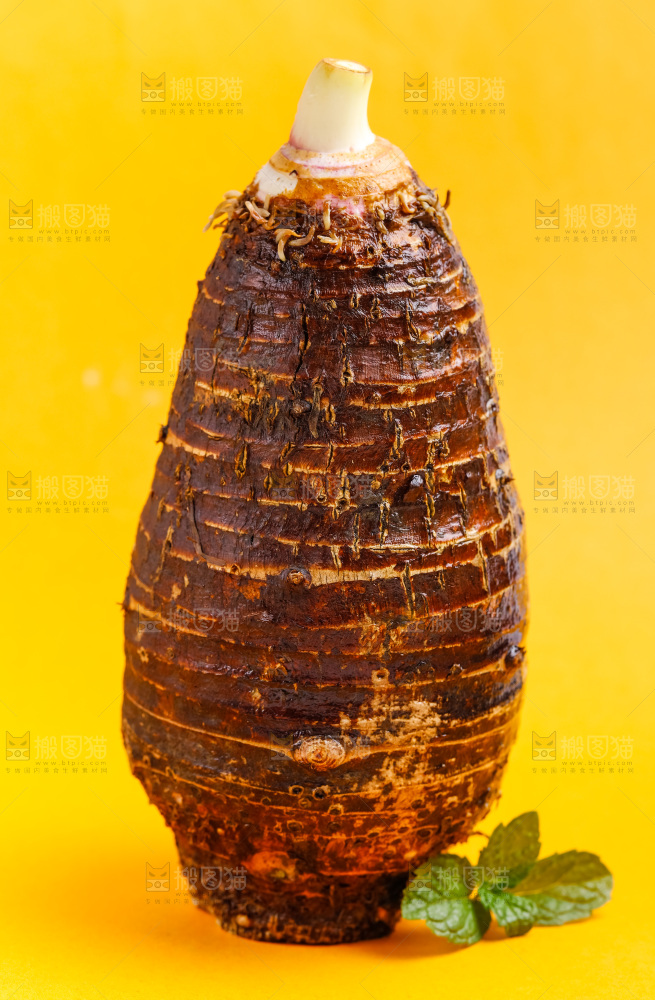 黄底上放着紫藤毛芋