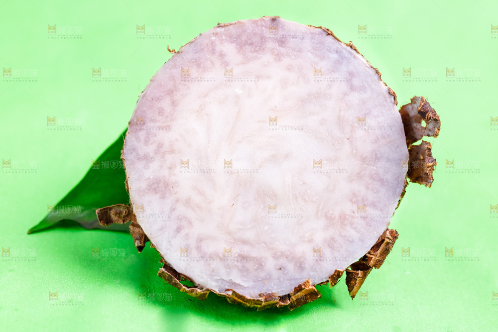 绿底上的荔浦芋头果肉