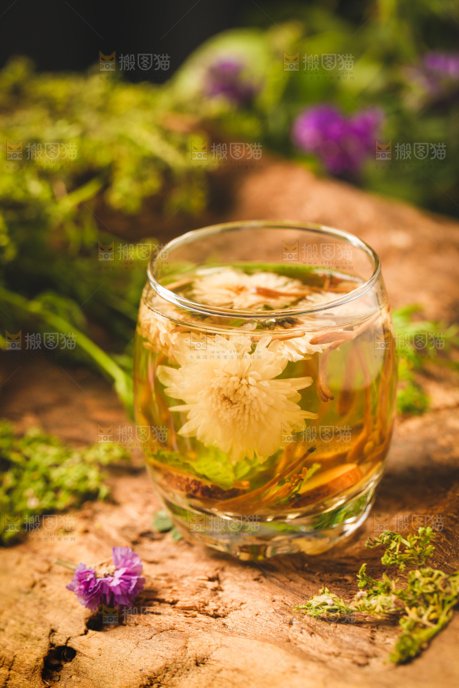杯子里装着白菊花茶