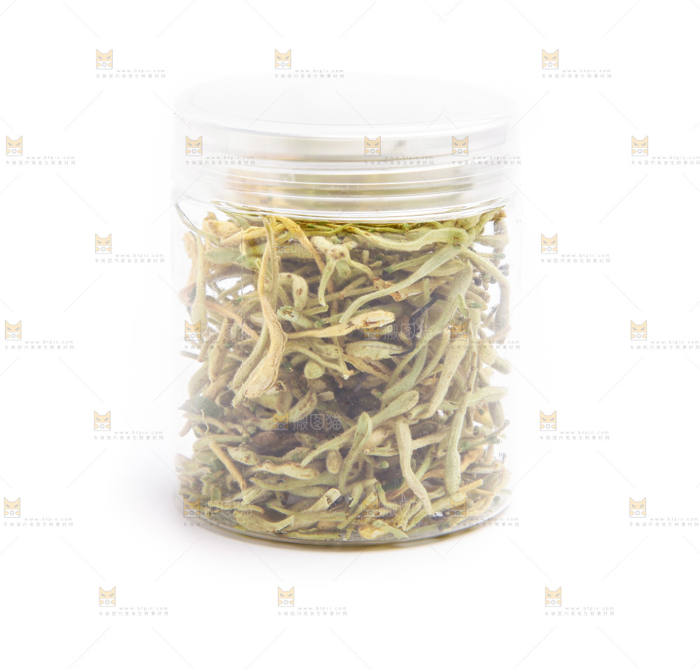 瓶子里装着金银花茶