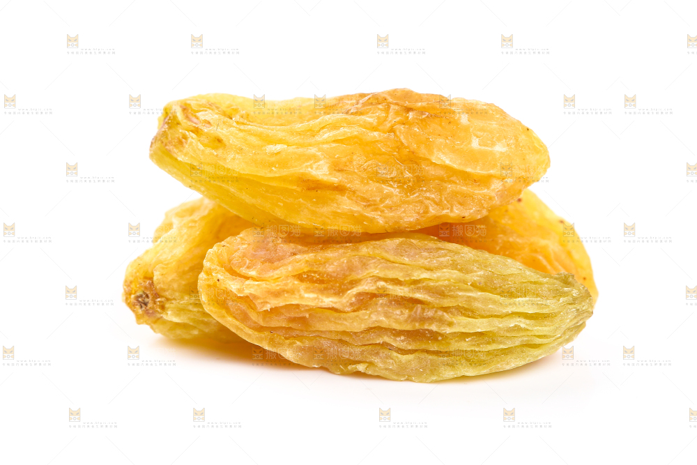 白底上放着黄葡萄干