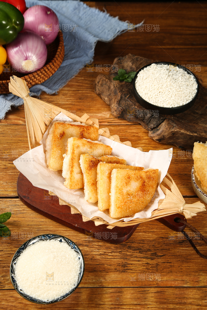一盘香酥糯米糍粑
